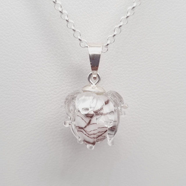 Pendentif Clochette blanche marbrée violette (petit modèle)