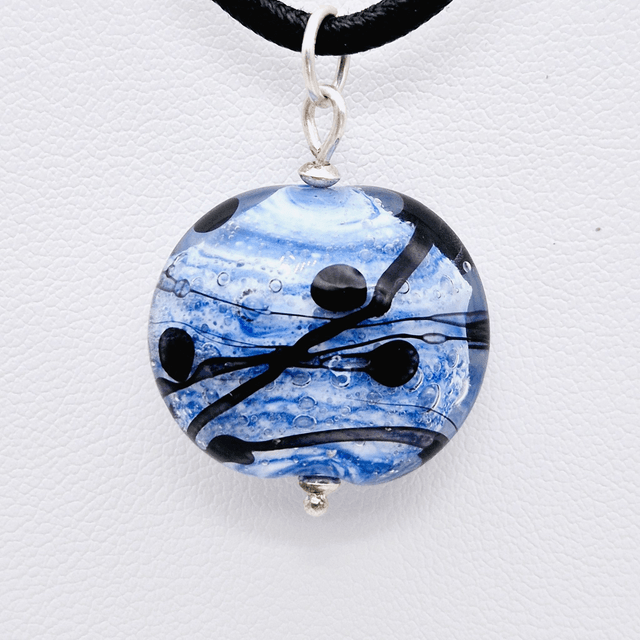 Pendentif Planète petit modèle bleue et ivoire