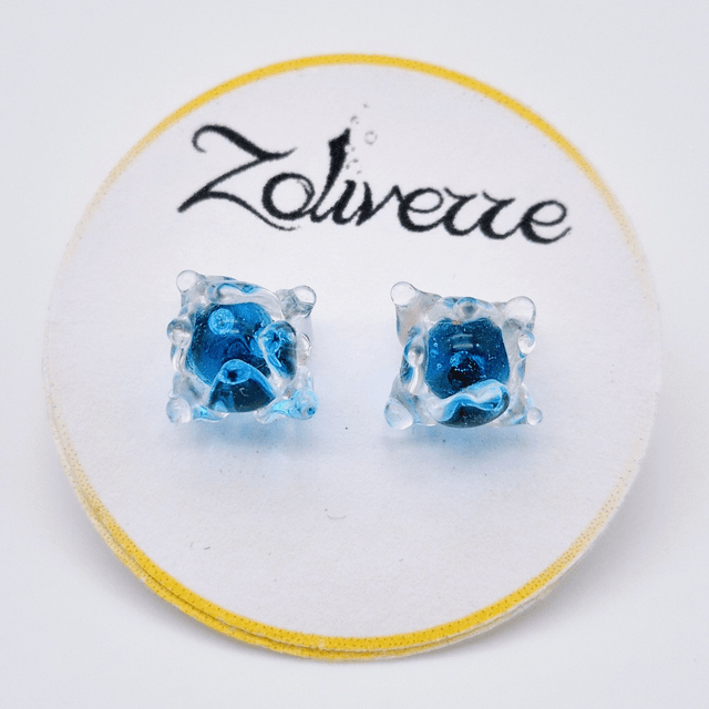 Puces d'oreilles - Clochettes bleues transparentes