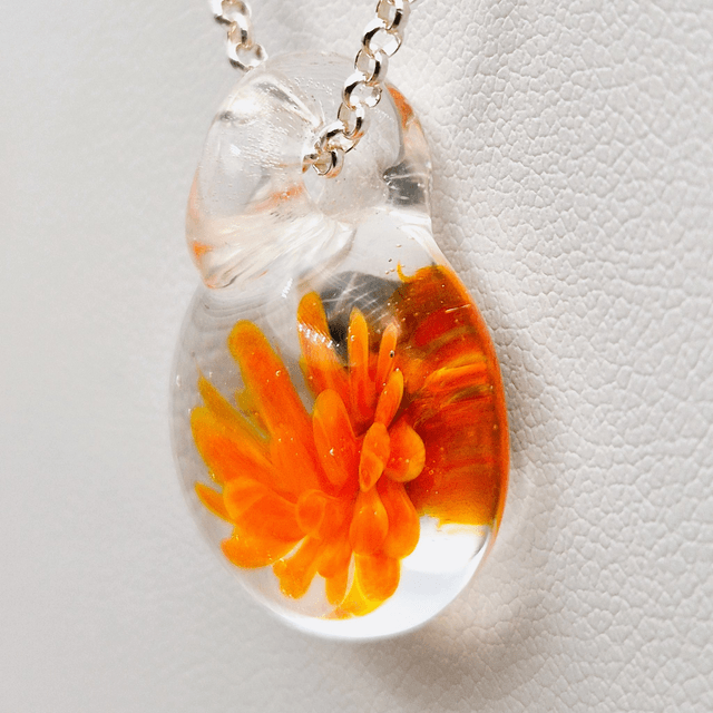 Pendentif Dahlia orange