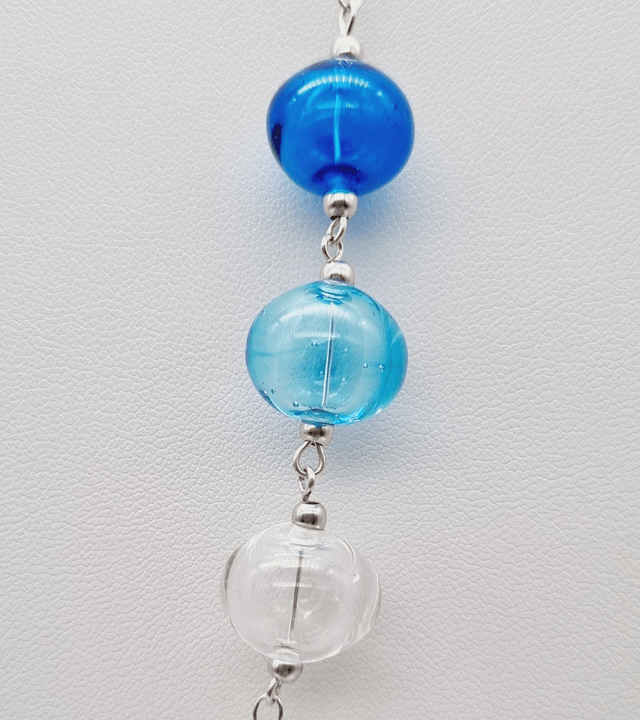 Sautoir perles creuses bleues
