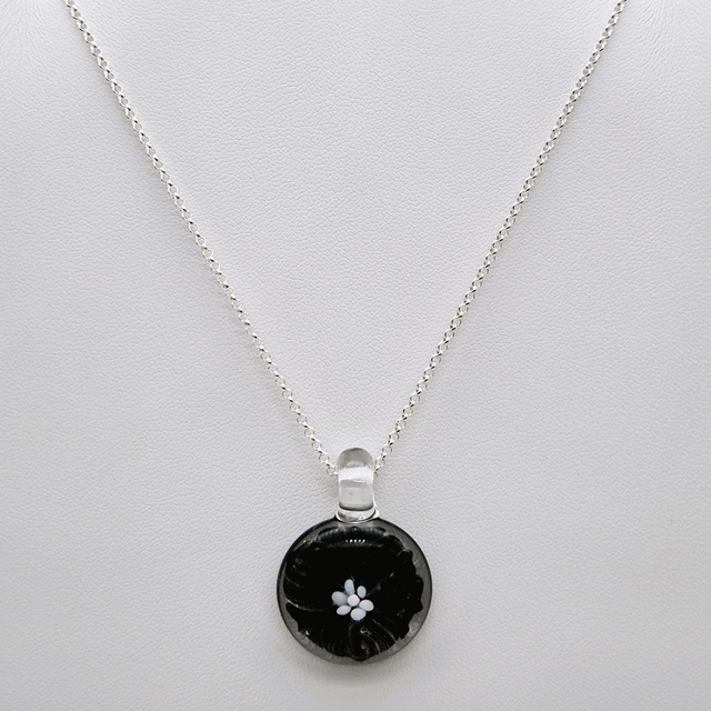 Pendentif Flora noir et aventurine brillante