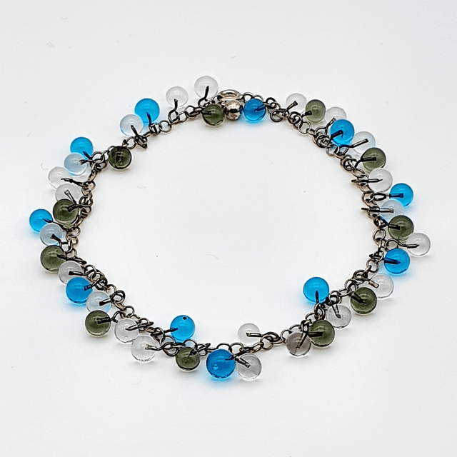 Bracelet Rosée bleu, gris et transparent
