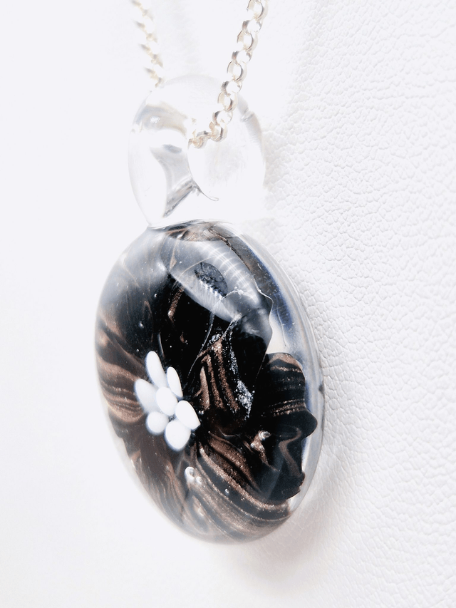Pendentif Flora noir et aventurine brillante