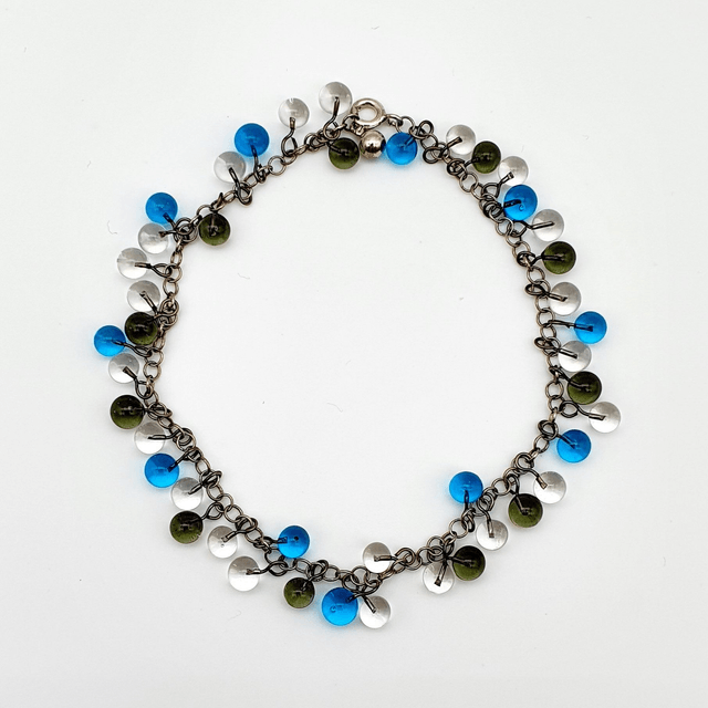 Bracelet Rosée bleu, gris et transparent