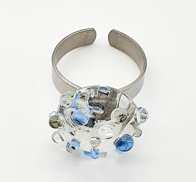 Bague Molécule bleue et grise