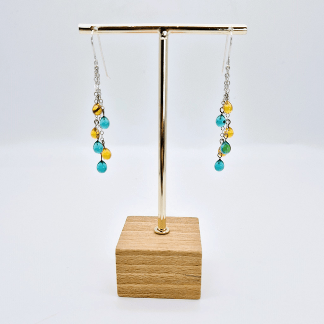 Boucles d'oreilles Gouttes jaunes et vertes