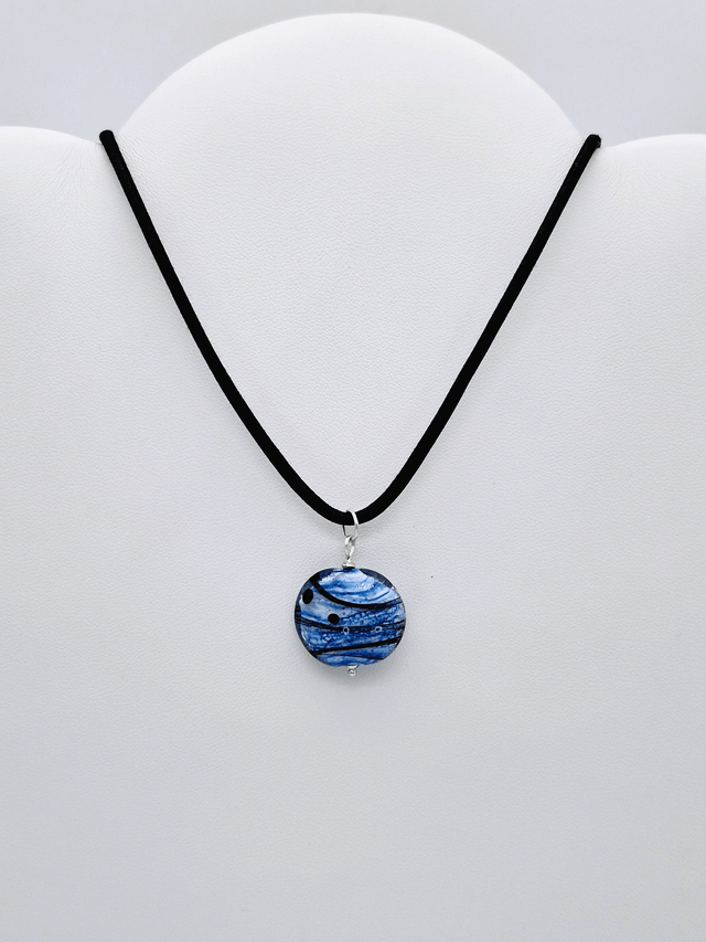 Pendentif Planète petit modèle bleue et ivoire