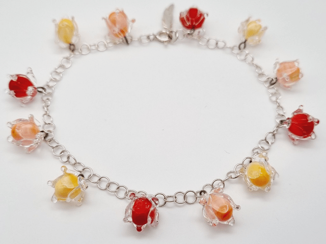 Bracelet Clochettes rouges, jaunes et oranges