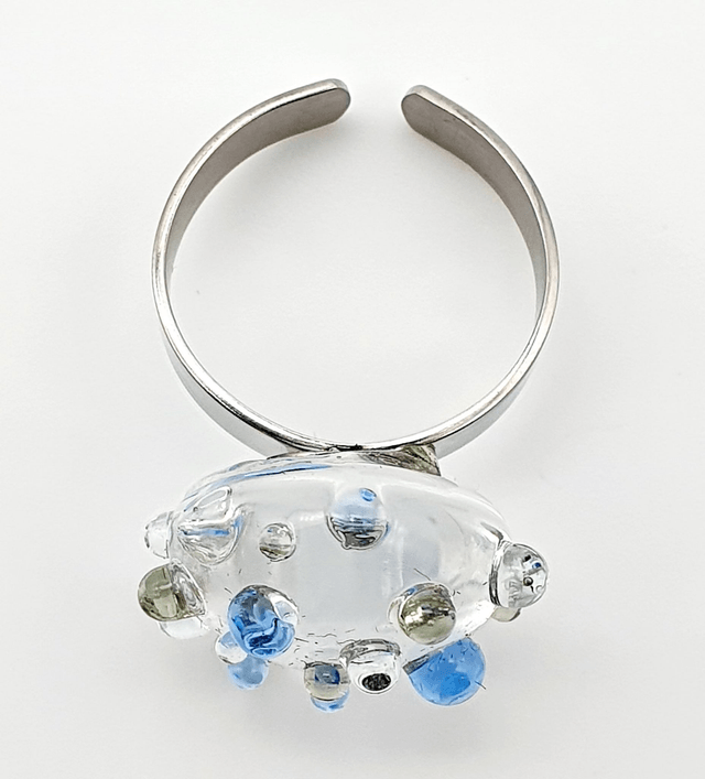 Bague Molécule bleue et grise