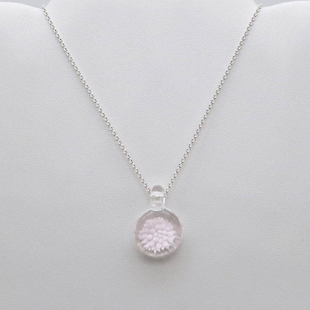 Pendentif Dahlia rose clair