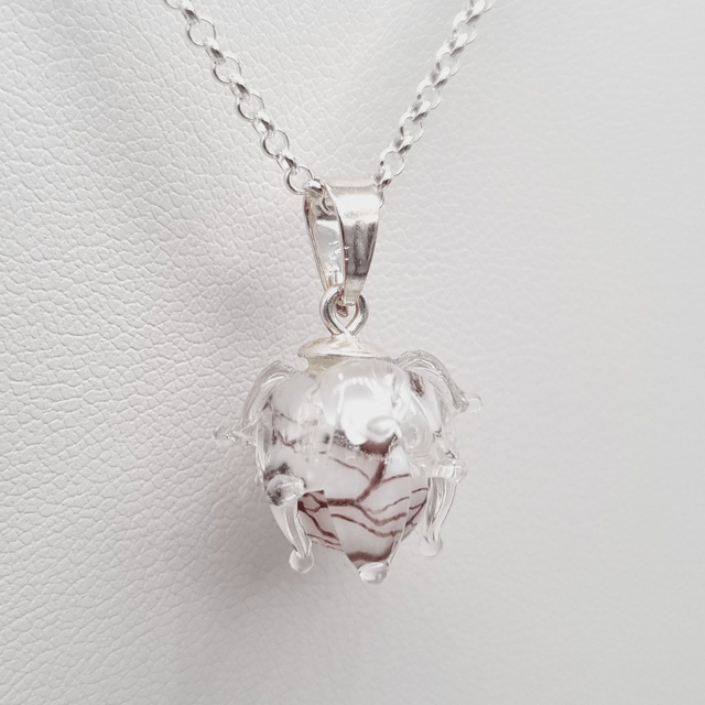 Pendentif Clochette blanche marbrée violette (petit modèle)
