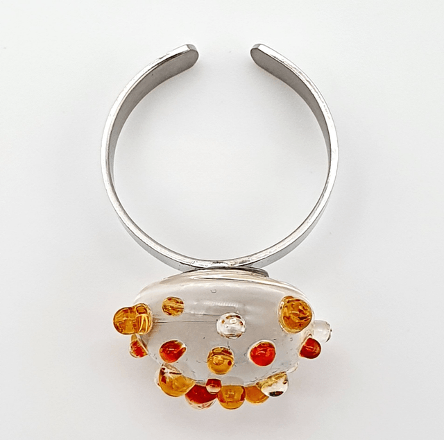 Bague Molécule rouge, jaune et orange
