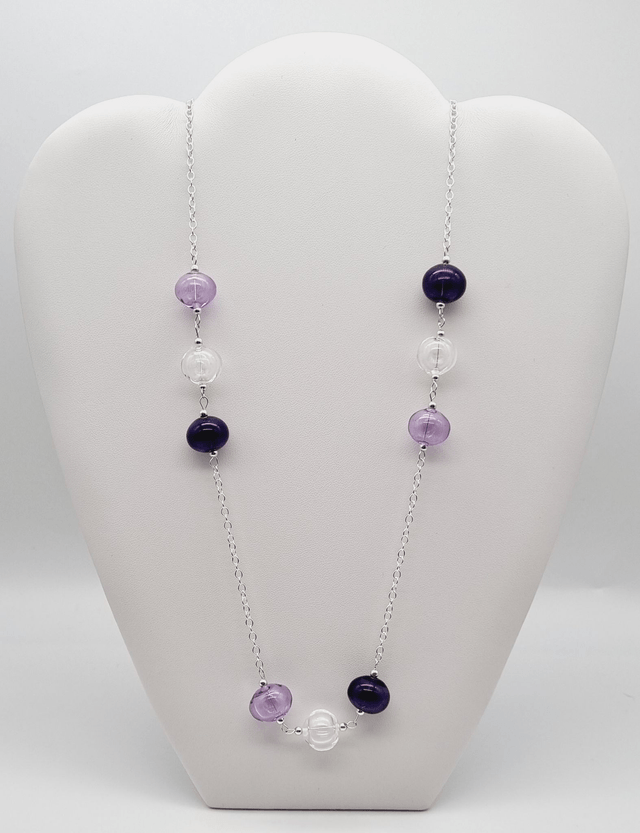 Sautoir perles creuses violettes