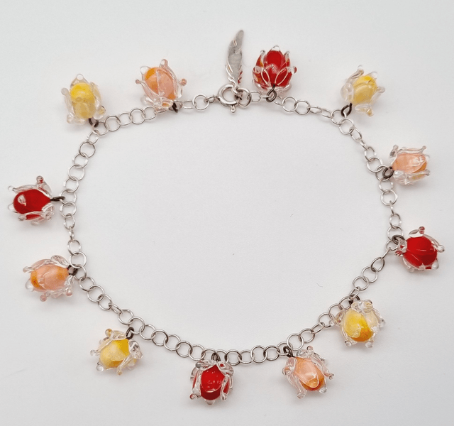 Bracelet Clochettes rouges, jaunes et oranges