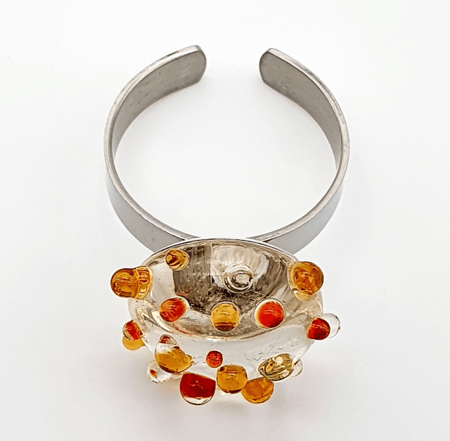 Bague Molécule rouge, jaune et orange
