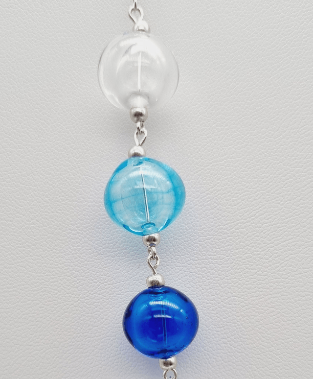 Sautoir perles creuses bleues