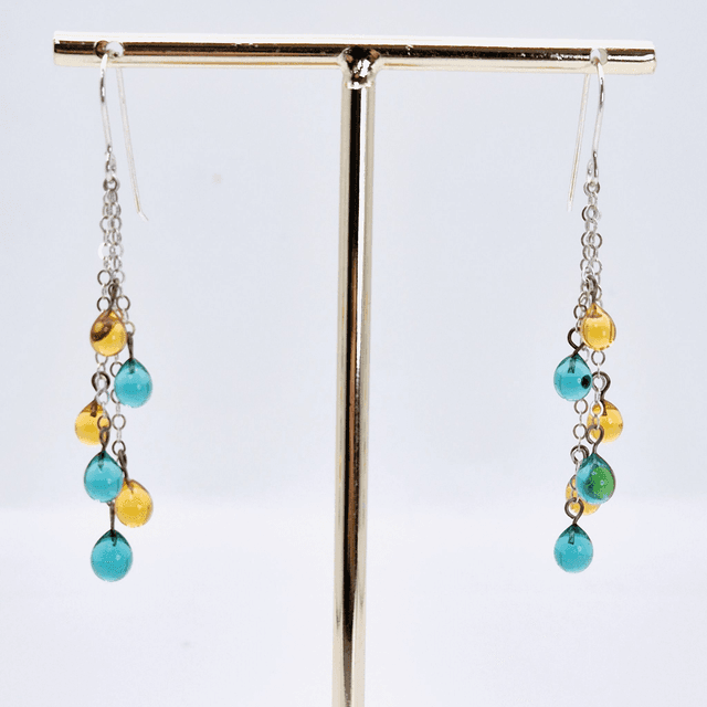 Boucles d&#039;oreilles Gouttes jaunes et vertes